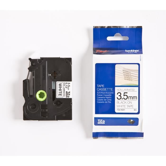 Ruban Brother TZEN201 3.5mm sur fond Bande non plastifiée 1 cassette