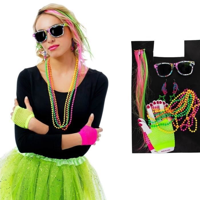 Kit d'accessoires Néon Années 80 Coloris Unique