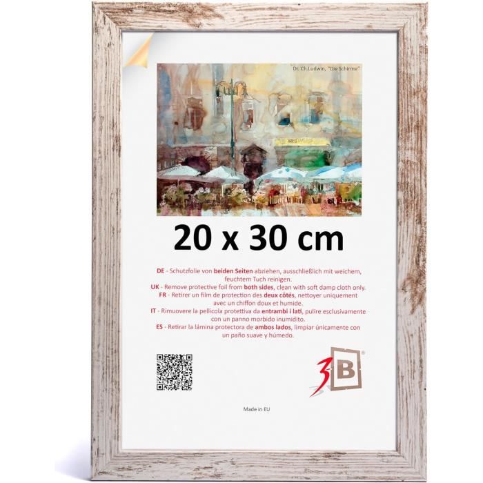 Cadre Photo En Bois MDF Vintage Blanc - Format A4 (21x29,7 Cm), Avec Verre Acrylique - Style Rustique à Grain De Bois Visible, Pour Photos, Documents, Certificats
