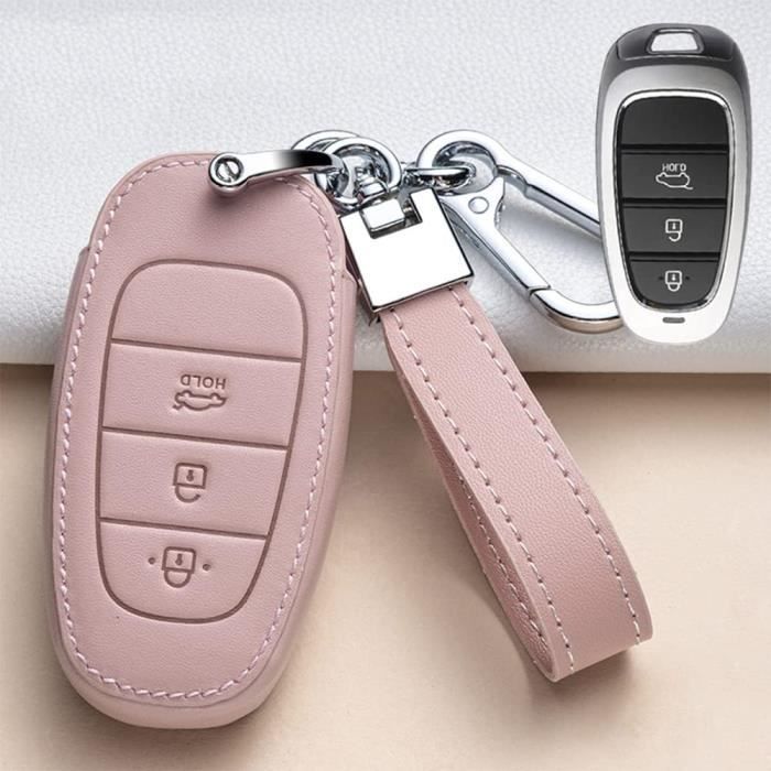 Otai Coque De Clé De Voiture En Silicone Compatible Avec Hyundai Santa Fe Tucson NEXO NX4 Atos (3 Boutons) Bleu