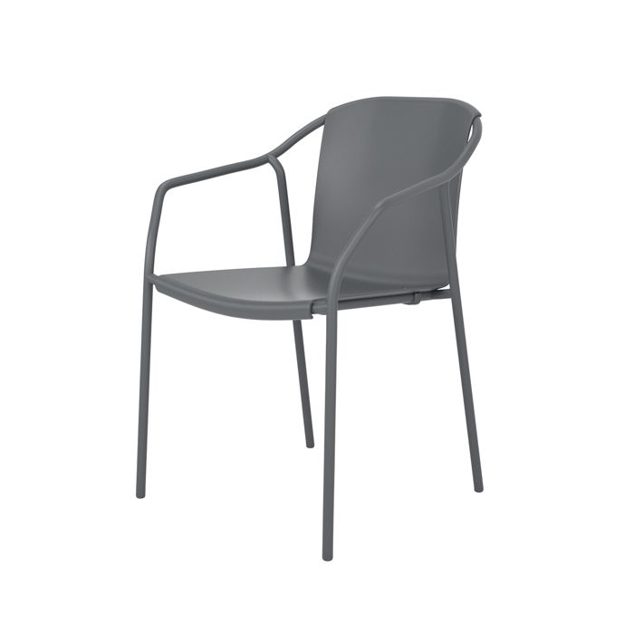 fauteuil de jardin empilable - ezpeleta - rod - aluminium laqué et polypropylène - gris anthracite