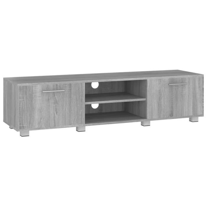 Meuble TV Sonoma Gris 140x40x35.5 Cm – Bois D'ingénierie