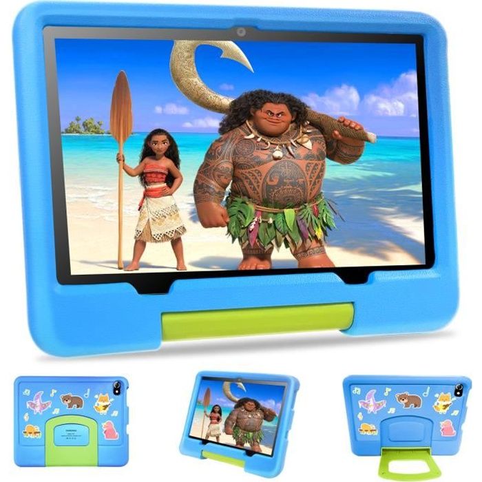 Tablette Enfants 10.1HD+ – Stockage 64Go – 4Go RAM – Android 12 – WIFI- Jeux éducatifs -Bleu