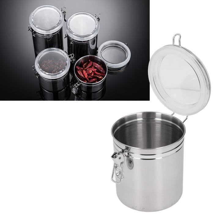 JGS ® Set de 4 boîtes de conservation alimentaire en acier inoxydable avec couvercle