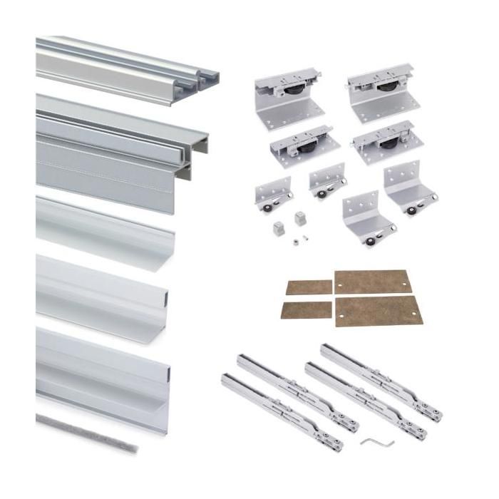 Kit Tiroir à Chaussures QUARTZ Pour Armoire - Glissières Extension Totale - Ajustable 562-1120 Mm - Finition Titane