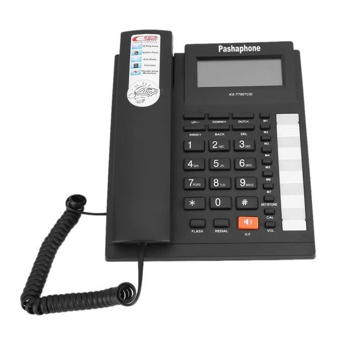Telephone fixe Téléphone filaire de bureau identification de l'appelant à double interface gros boutons téléphone fixe