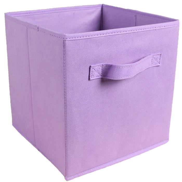 milaya-boîte de rangement en non-tissé - boîte pliante en tissu - convient pour étagères, étagères de rangement en cube - violet