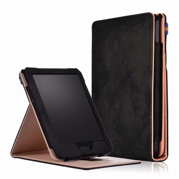 Kobo Clara HD Housse 6 pouces - Premium Cuir PU avec Support Antichoc Étui  à Rabat Coque pour Kobo Clara HD Liseuse Noir - Cdiscount Informatique