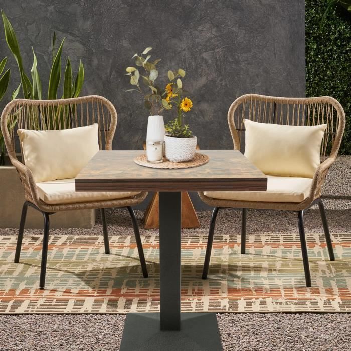 Table de bar carrée YIPEEMA - HOMEWELL - 60x60x75cm - style vintage - marron