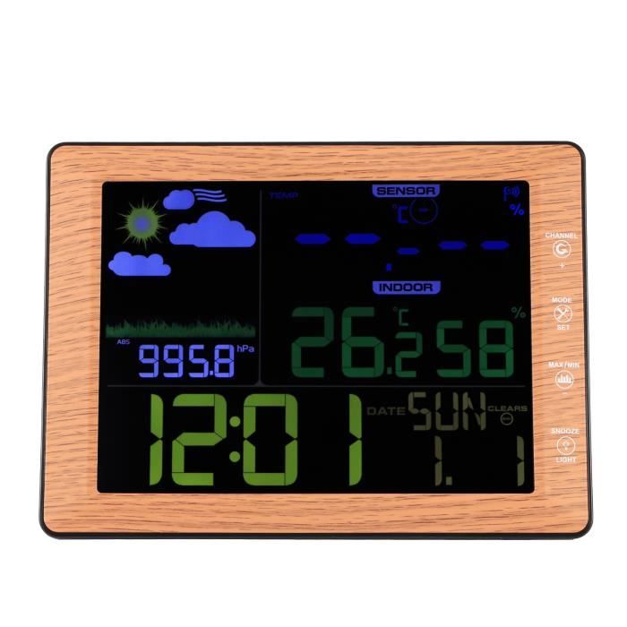 Réveil Météo Couleur - Affichage Température, Humidité, Commande Vocale, Veilleuse - Pour Chambre Et Bureau