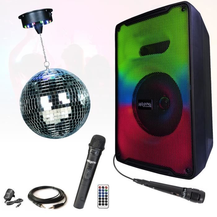 Enceinte Autonome sur batterie Karaoke USB Bluetooth Mooving KARA-MOOV500 -  2 micros - Boule à facette disco - Soirée Cadeau Enfant - Cdiscount TV Son  Photo