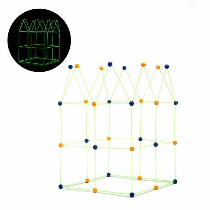Kit de construction de fort pour enfants, 180 pièces, jouets de construction STEM pour enfants de 4 5 6 7 8 ans et plus, jeu de construction de tente intérieur extérieur, 120 tiges et 60 balles | FR