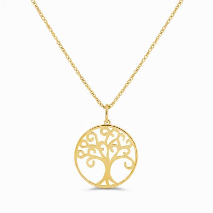 Pendentif Or Jaune Arbre de Vie - Chaine Dorée Offerte - Femme