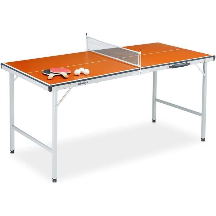 Table De Tennis De Table Pliable Relaxdays – Bleu, 151x67.5x78.5cm, Filet, Balles Et Raquettes Inclus