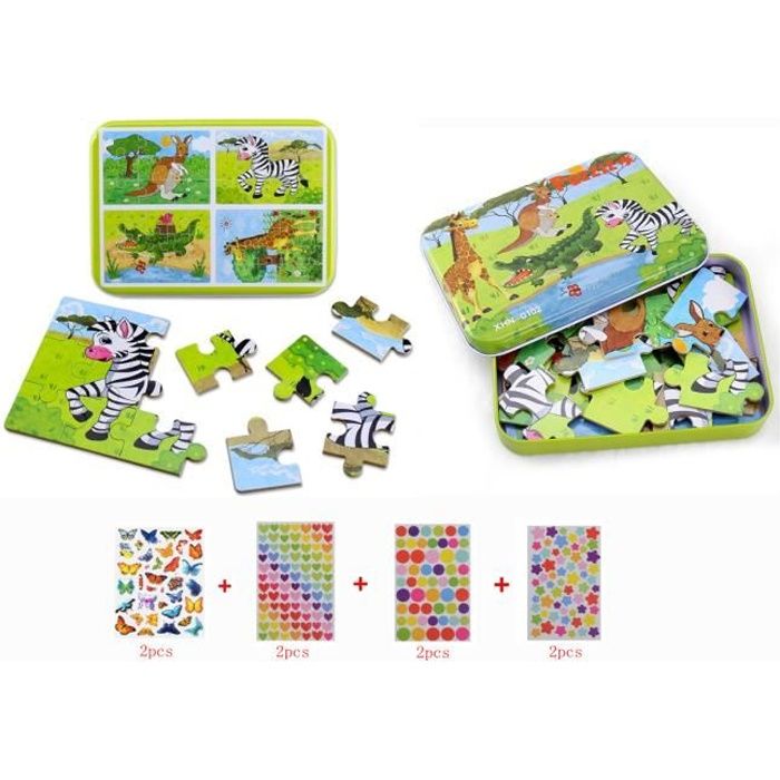 4pcs Puzzles en Bois + 8pcs Gommettes Enfant , Loisirs Créatif Puzzle Jouet  de bébé de Puzzle Jouet Éducatif pour Bébé 3ans et plus - Cdiscount Jeux -  Jouets