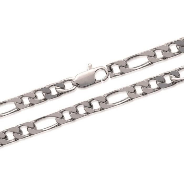 Chaîne en Plaqué Argent maille "Figaro" 71 cm Longueur Sterling 925 4 mm Chaîne en Plaqué Argent maille "Figaro" 71 cm Longueur Sterling 925 4 mm