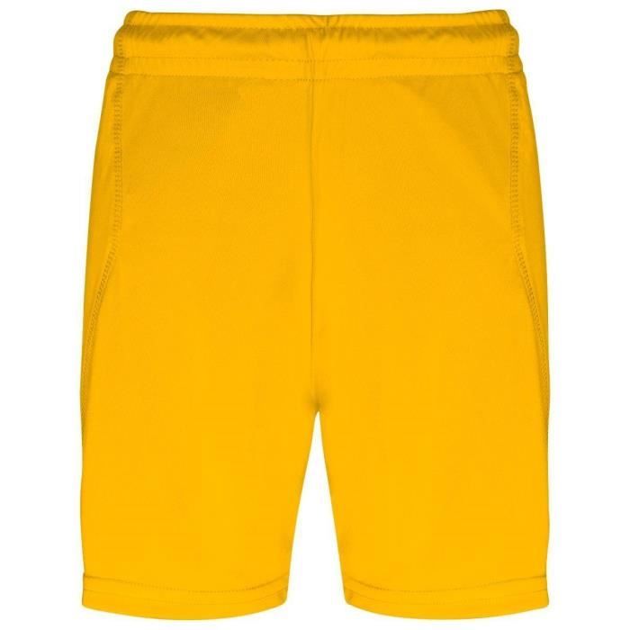 Short de football enfant - PA103 - jaune - 100% polyester - ceinture élastiquée - tissu léger Short de football enfant - PA103 - jaune - 100% polyester - ceinture élastiquée - tissu léger