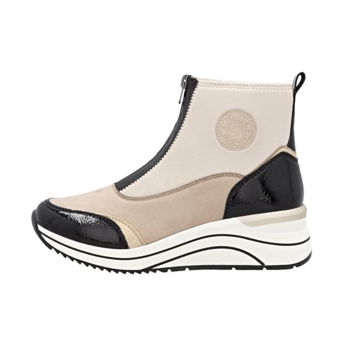 Remonte Basket Montante - REMONTE - Leo - Beige-Combi - Zip - Compensé - Femme