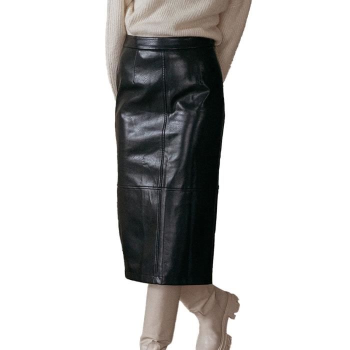 jupe midi effet cuir
