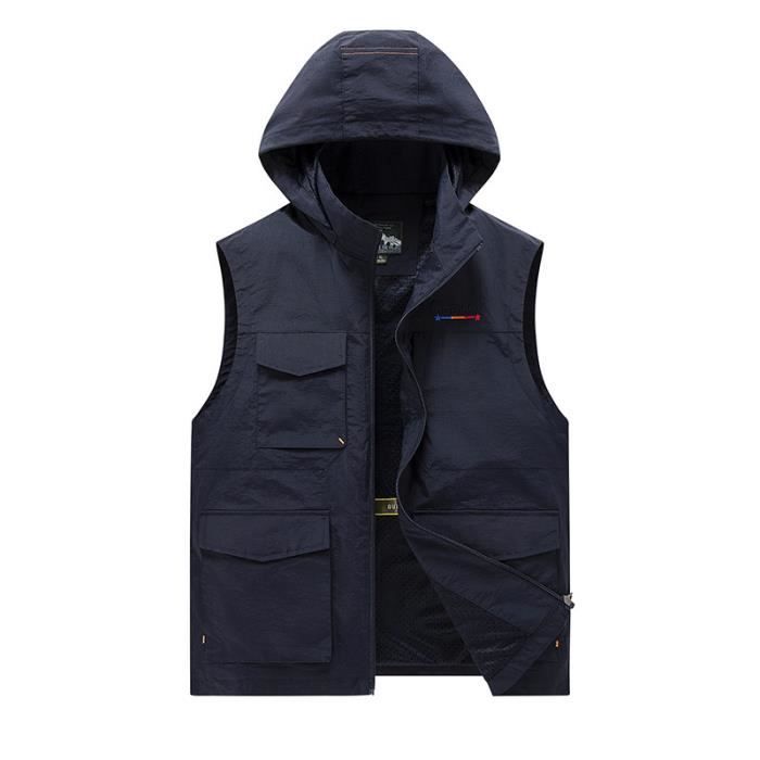 Gilet Homme Multipoches Sans Manches - Veste De Pêche Et Travail Polyvalente