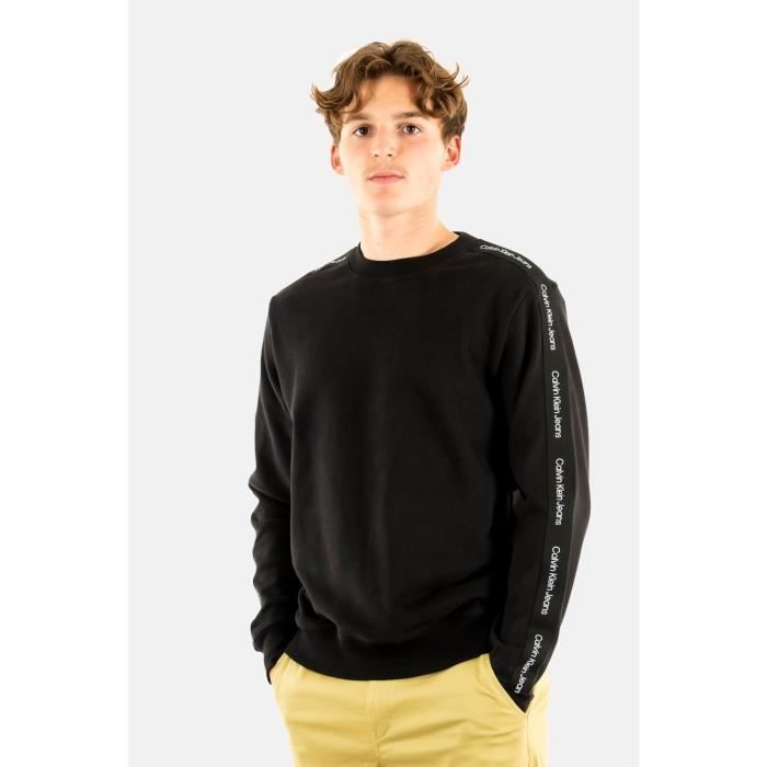 Sweat Calvin Klein Jeans Contrast Tape Crew 0GO CK Noir Homme