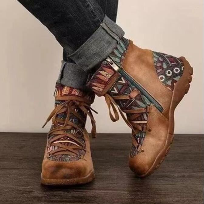 Bottes Keen Femme 38.5 - Bottines Cuir Marron, Doublure Fausse Fourrure, Lacets, Semelle PU