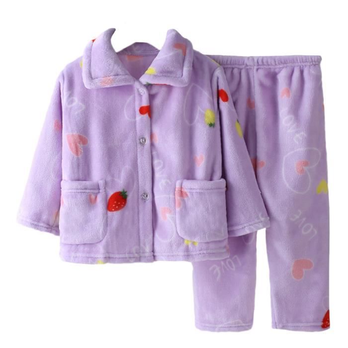 YOPTOP Ensemble de Pyjama en Flanelle Polaire pour Filles Tout-Petits 2 Pcs, Vêtements de Nuit en Flanelle d'Hiver, Pyjamas d'Automne, Vêtements de Détente, Hauts et Pantalons Chauds, Blanc, 1-2 Ans