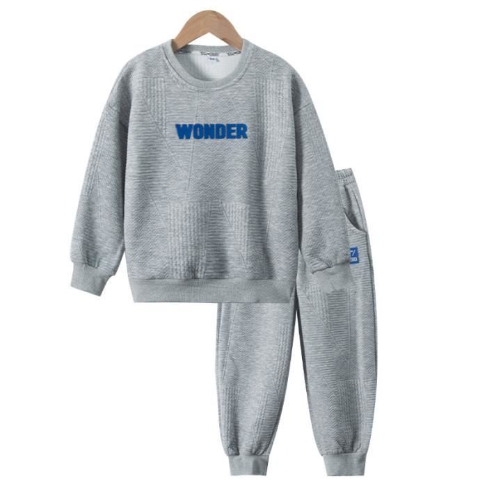 Ensemble Survêtement Enfant Unisexe 2 Pièces – Sweat à Capuche + Pantalon Jogging, Imprimé Lettres, Décontracté