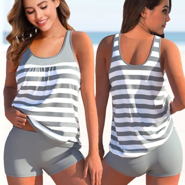 Maillot de bain,Tankini grande taille imprimé, maillot de bain femmes