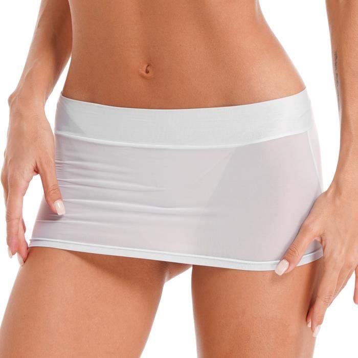 YOOJIA Femme Mini Jupe Moulante Micro Jupe Transparent Sexy Vetement de Nuit Jupe Courte Crayon Bal Clubwear Party A blanc Cdiscount Pret a Porter
