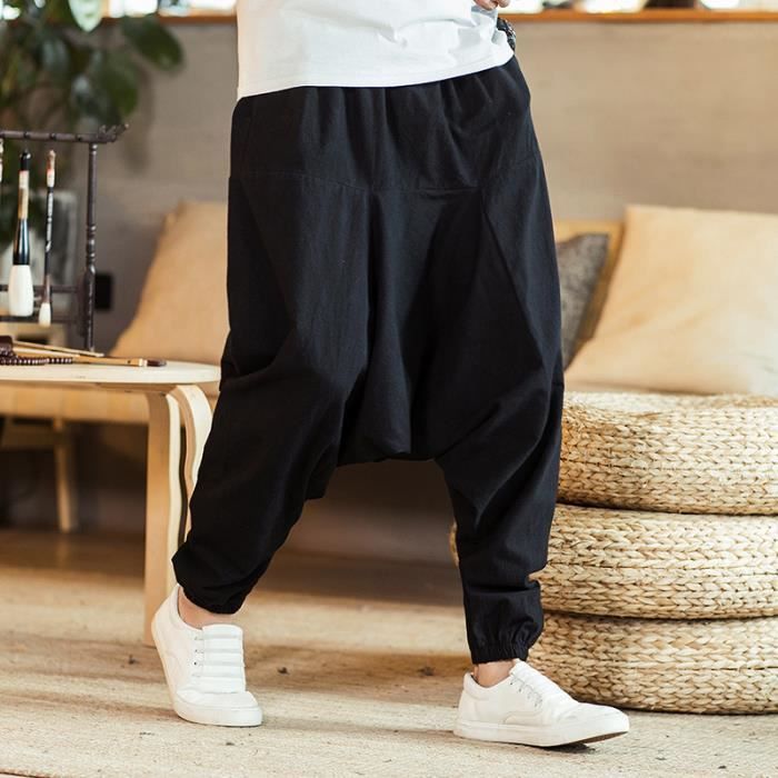 Pantalon de survêtement Baggy pour homme, sarouel, noir, jogging