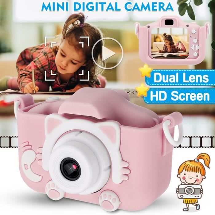 Appareil Photo Numérique pour Enfants avec Flash Appareil Photo/Vidéo 1080p HD Dual Selfie écran LCD 2 Pouces Appareil Photo pour Enfants Microphone Intégré y Compris Une Carte de 32 Go（Rose-16 