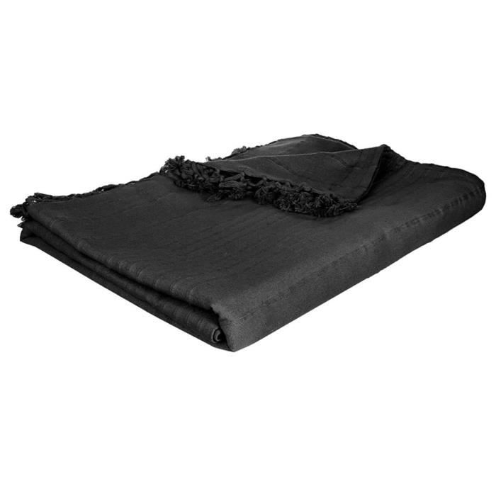Jete De Lit En Coton Coloris Noir 250 X 230 Cm Achat Vente Jetee De Lit Boutis Soldes Sur Cdiscount Des Le 20 Janvier Cdiscount