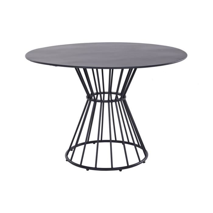 Table de jardin ronde Holland en acier - noir 110 cm - PROLOISIRS - Idéal pour les petits espaces - Contemporain