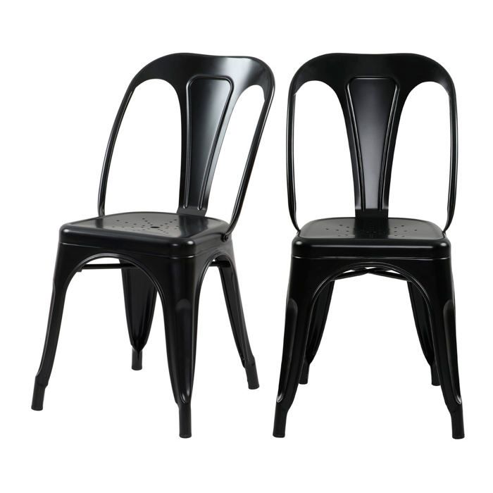 Lot de 2 chaises en métal noir mat - Indus - Maison Pavane