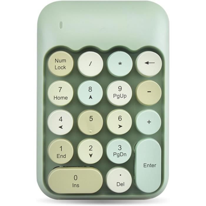 Clavier Numérique Sans Fil 18 Touches - Design Rétro Avec Touches Rondes Chocolat, Compact, Pour Portable Et Bureau (2.4G, 10 M)