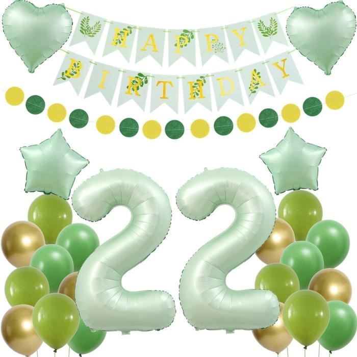 Ballon 22 Ans Anniversaire Femme Décoration Anniversaire 22 Ans Femme Ballon, Vert Or Décoration