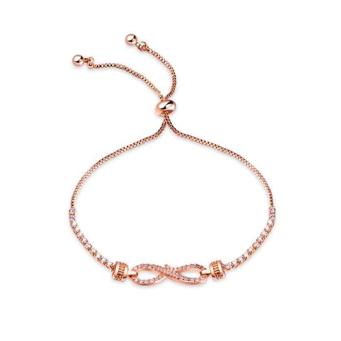 SHARPHY Bracelet femme nouveau 2021 cuivre plaqué or rose sans fin mode diamant ajustable bijoux femme