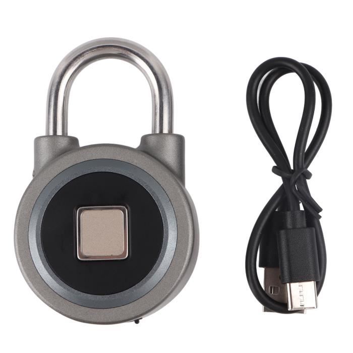 Cadenas à Empreinte Digitale Rechargeable – Alliage De Zinc, Noir, 76 Mm