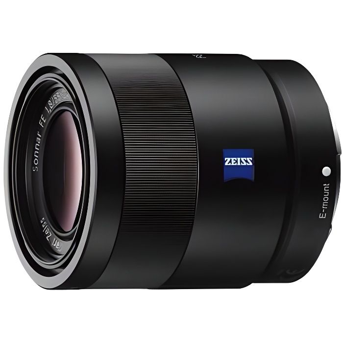 Objectif SONY Carl Zeiss Sonnar T* FE 55 mm F1,8 - Monture Sony E - Ouverture F/1.8 - Poids 281 g