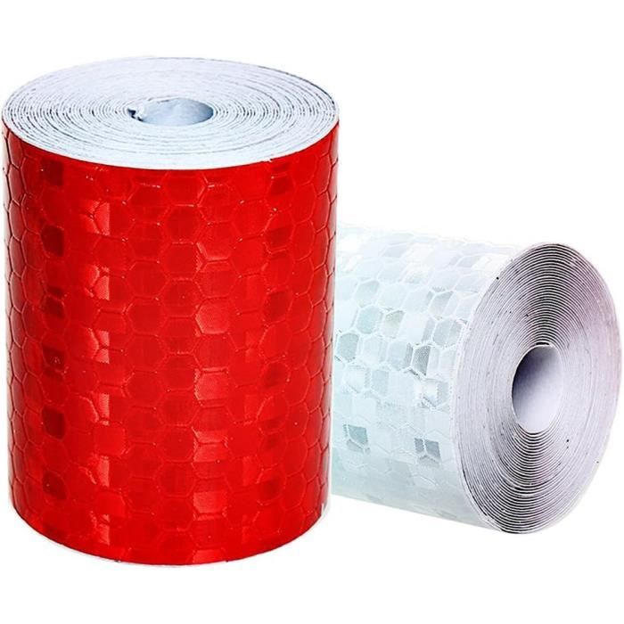 DOT-C2 Ruban Réfléchissant De Sécurité Pour Camion Rouge Blanc Bande De Visibilite Avertissement Securite Reflecteurs Film Impermeable Autocollant Adhesif Pour Vehicule
