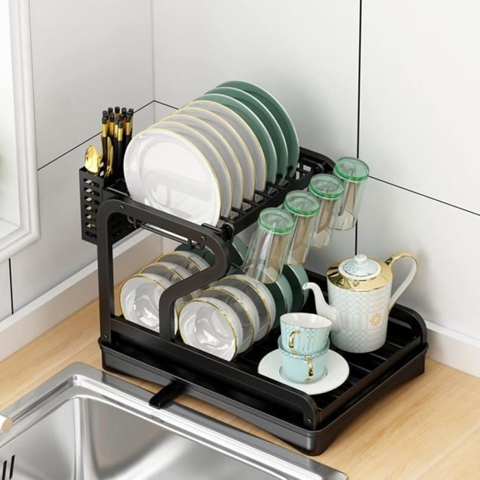 YunNasi Égouttoir à Vaisselle Pliable 2 Niveaux Egouttoir Vaisselle en