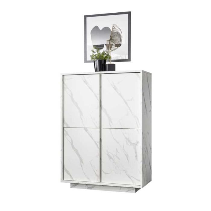 vaisselier 4 portes marbre blanc - burano - l 92 x l 43 x h 145