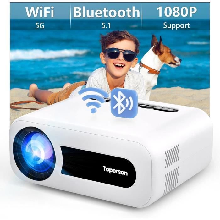 Projecteur Wifi Bluetooth, Videoprojecteur 7500 Lumens, Mini Projecteur