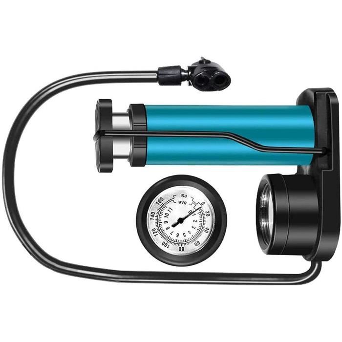Pompe à Vélo pour Toutes les Valves avec Manomètre - Mini Pompe à Pied