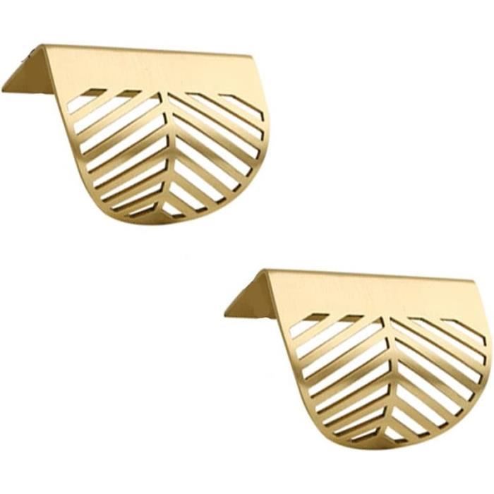 Lot de 4 poignées de tiroir en forme de feuille, 117 mm, en laiton massif, pour salon, cuisine