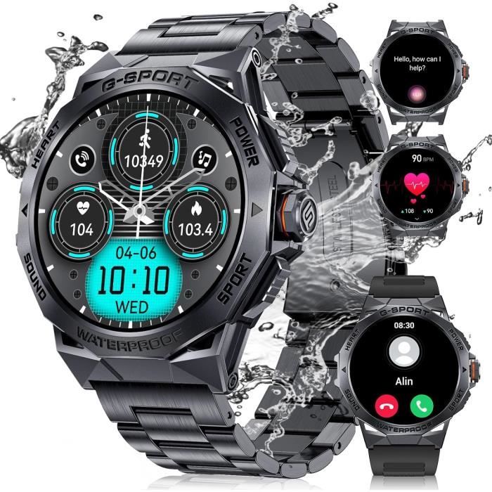 Montre Connectée Homme Appel Bluetooth,1.43'' 466 * 466 Amoled Montre