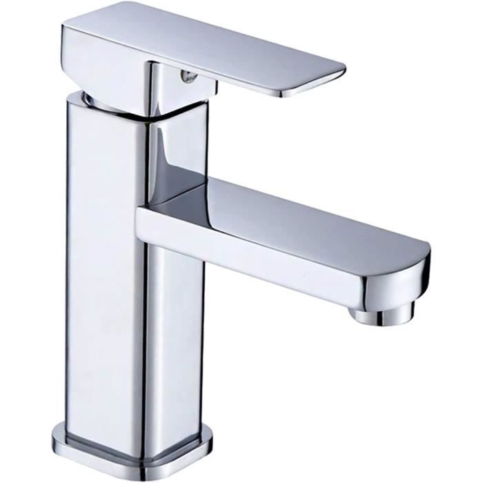 UISEBRT Robinet de salle de bain - Robinetterie de lavabo monocommande pour salle de bain, lavabo d'eau chaude et froide (modèle D)