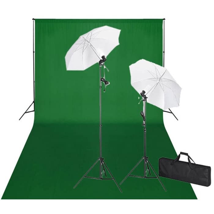 VidaXL Kit de studio et toile de fond verte 600 x 300 cm et lumières
