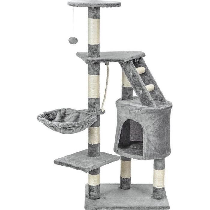 Griffoir arbre à chat XXL 117 x 79 x 50 cm gris